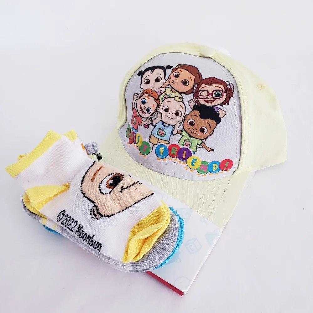 Cocomelon toddler baseball hat and 4 socks